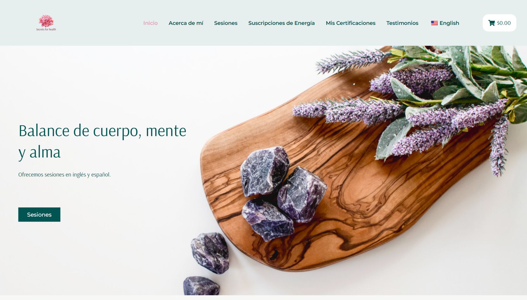Sitio anterior de Secrets for Health, armado sobre una plantilla genérica