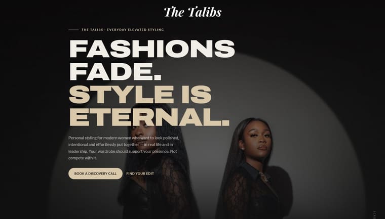 Sitio web de The Talibs, estilismo personal para mujeres profesionales